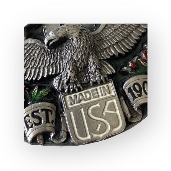 Vintage: Harley Davidson x Harmony Designs ©️1989 ☻ Eagle Rose Metal Belt Buckle - Picture 2 of 13